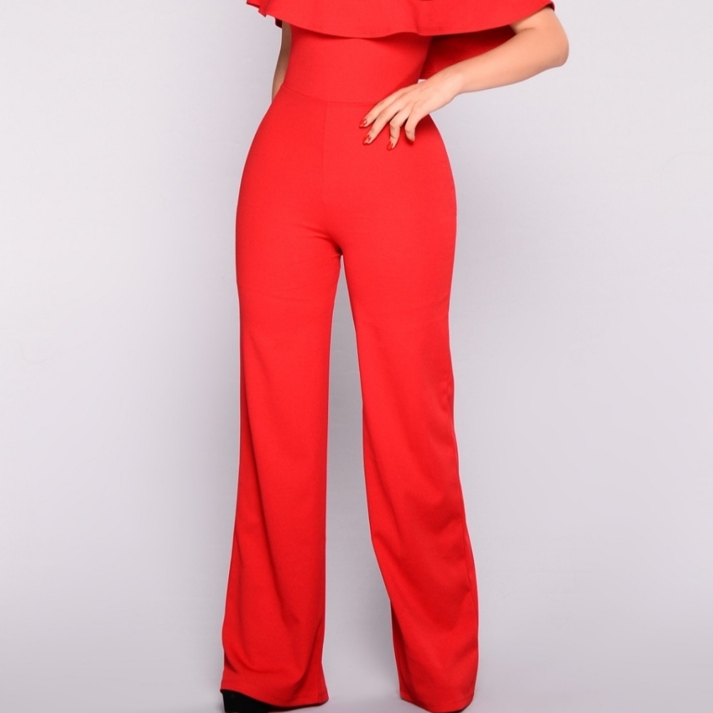 Red Ruffle Jumpsuit